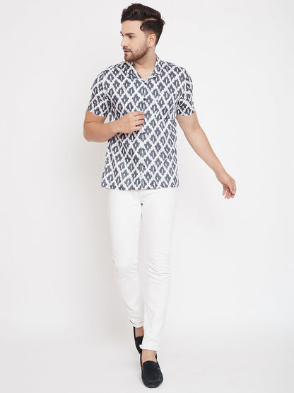 Men's Ikat Print Cuban Collar Shirt