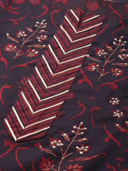 Women's Cotton Printed with Adda mirror work & Gotta detailing Kurta