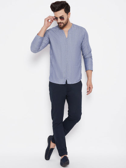 Men's Grey Solid Cotton Kurta