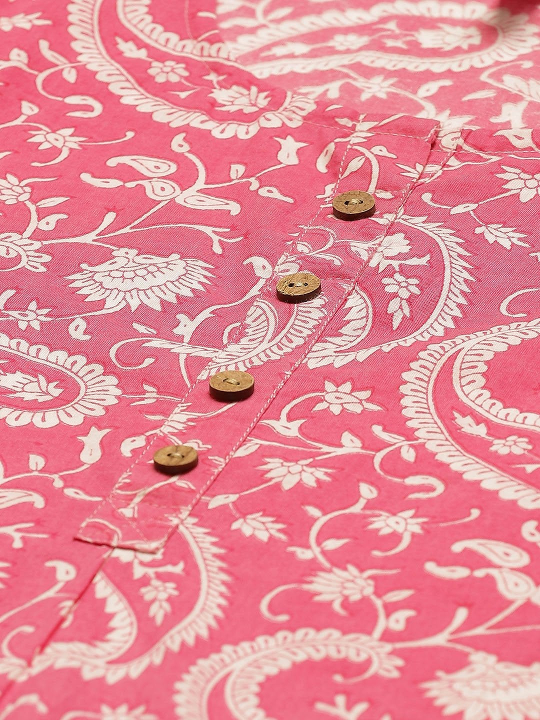 Women's Pink Cotton Staright Kurta