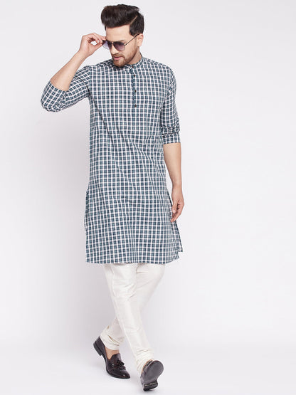 Men's Long Kurta with Band Colla