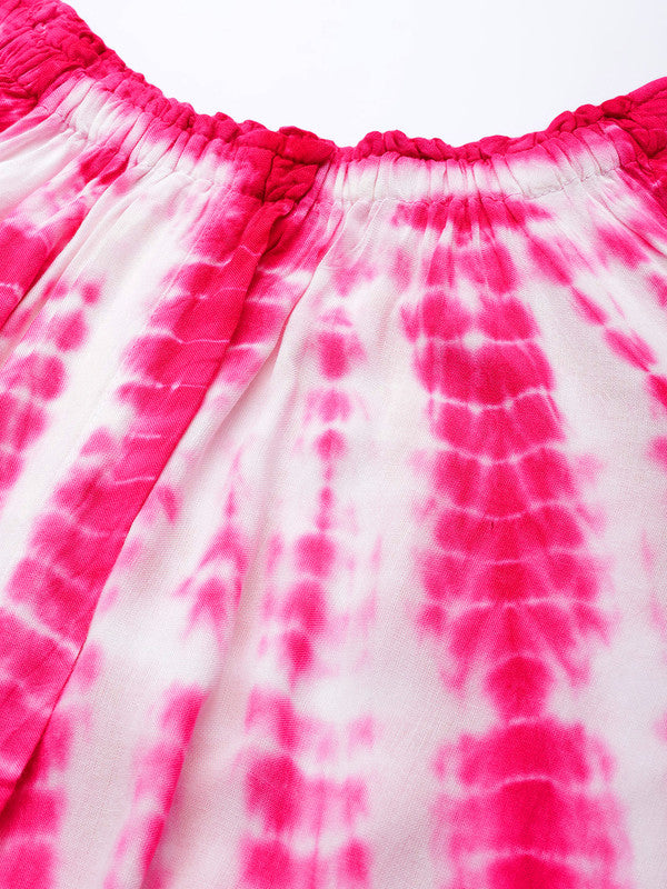 Women's Pink White Tie Dyed Co-Ords