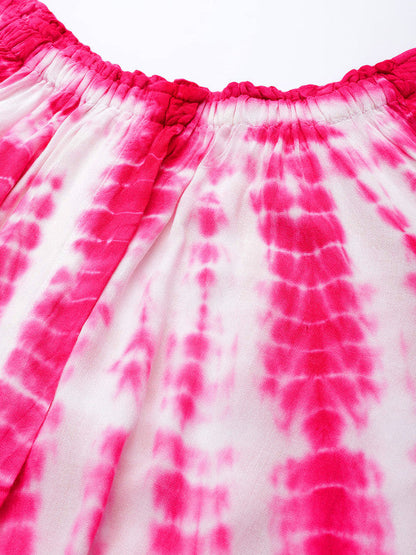 Women's Pink White Tie Dyed Co-Ords