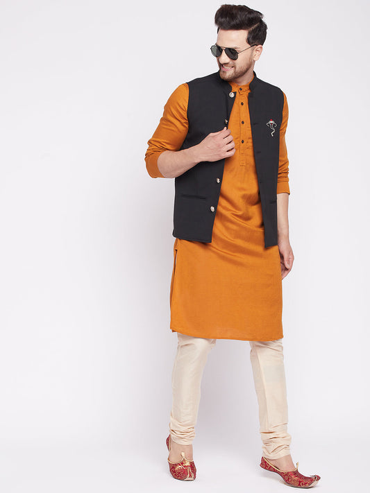 Men's Nehru Jacket With Embroided Insignia Of Lord Ganesh