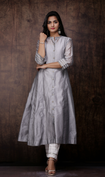 Women's Chanderi Embellished Jacket Style 2 Piece Kurta