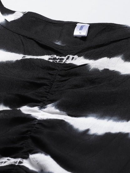 Women's Black Rayon Tie-Dye Top (1pc)