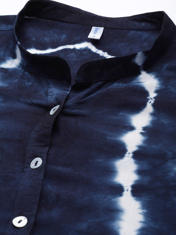 Women's Navy Blue White Tie Dyed Co-Ords