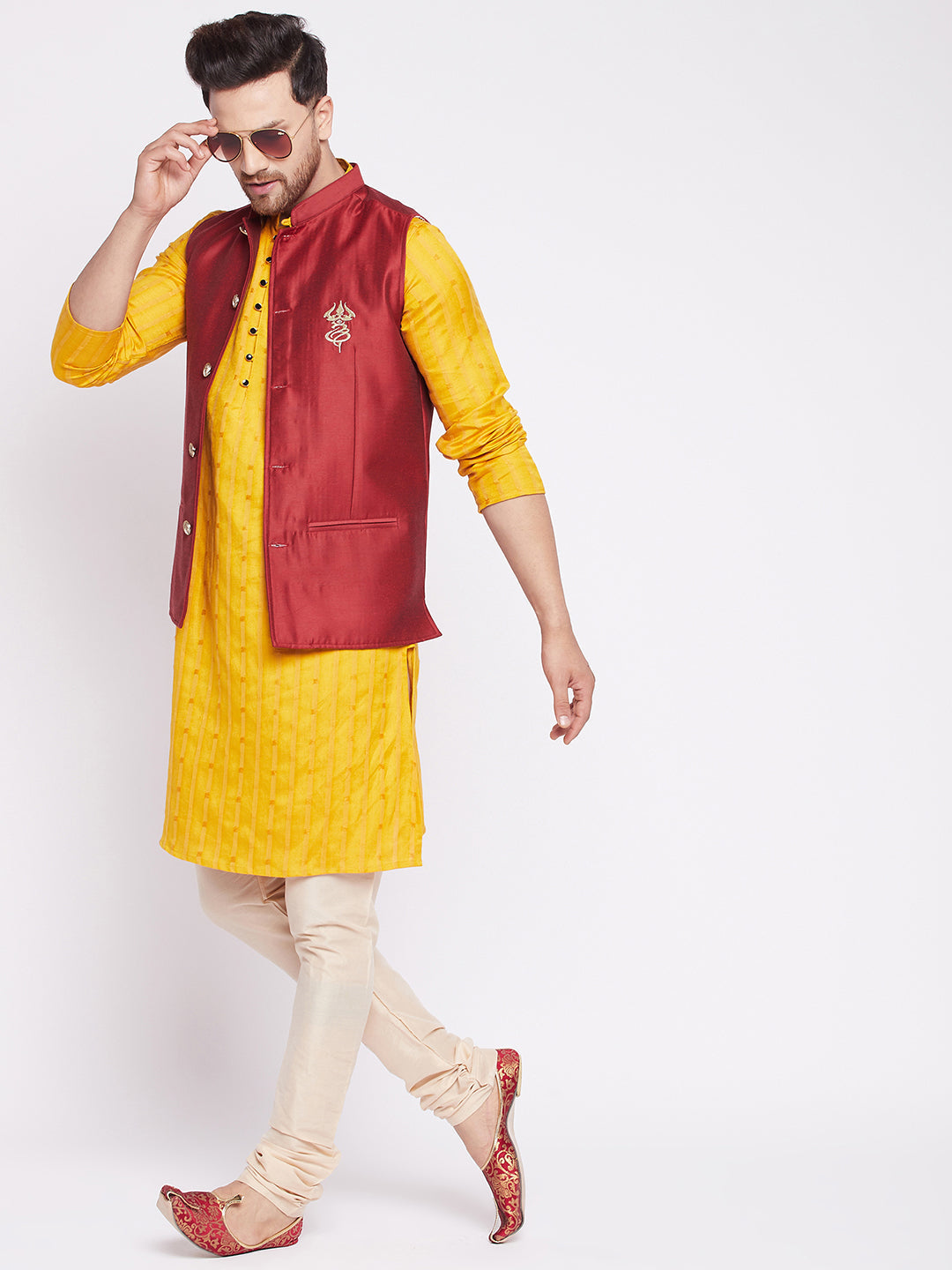 Men's Nehru Jacket With Embroided Insignia Of Lord Shi
