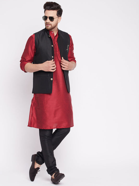Men's Nehru Jacket With Embroided Insignia Of Lord Krishn