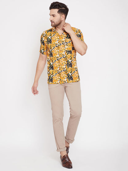 Men's Orange Summer Casual Shirt