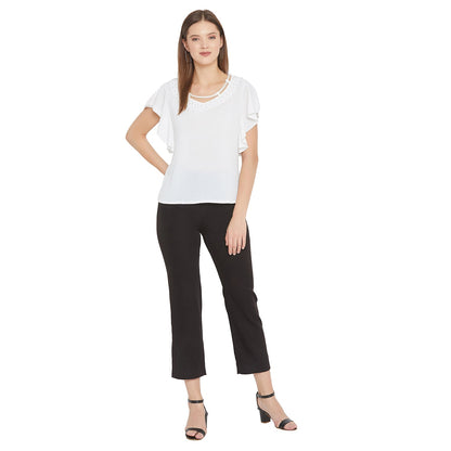 Women's Embellished Self Design Round Neck