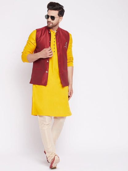Men's Nehru Jacket With Embroided Insignia Of Lord Krishn