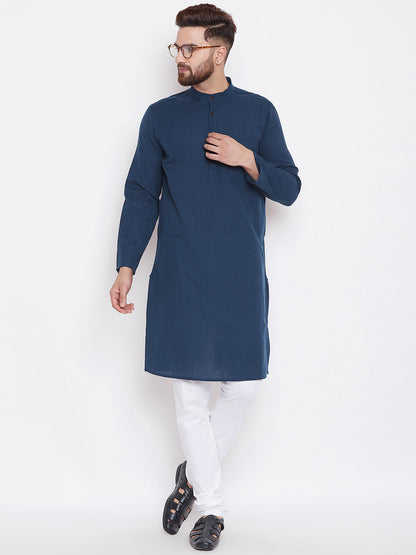 Men's Deep Blue Cotton Kurta