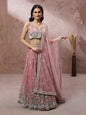 Women's Coral Georgette Sequins With Heavy Zarkan Embroidery Ready To Wear  Lehenga Choli & Dupatta