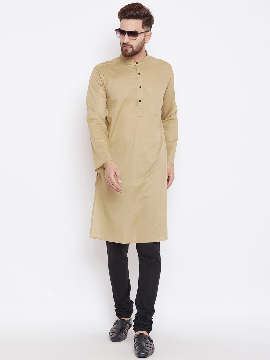 Men's Beige Cotton Kurta