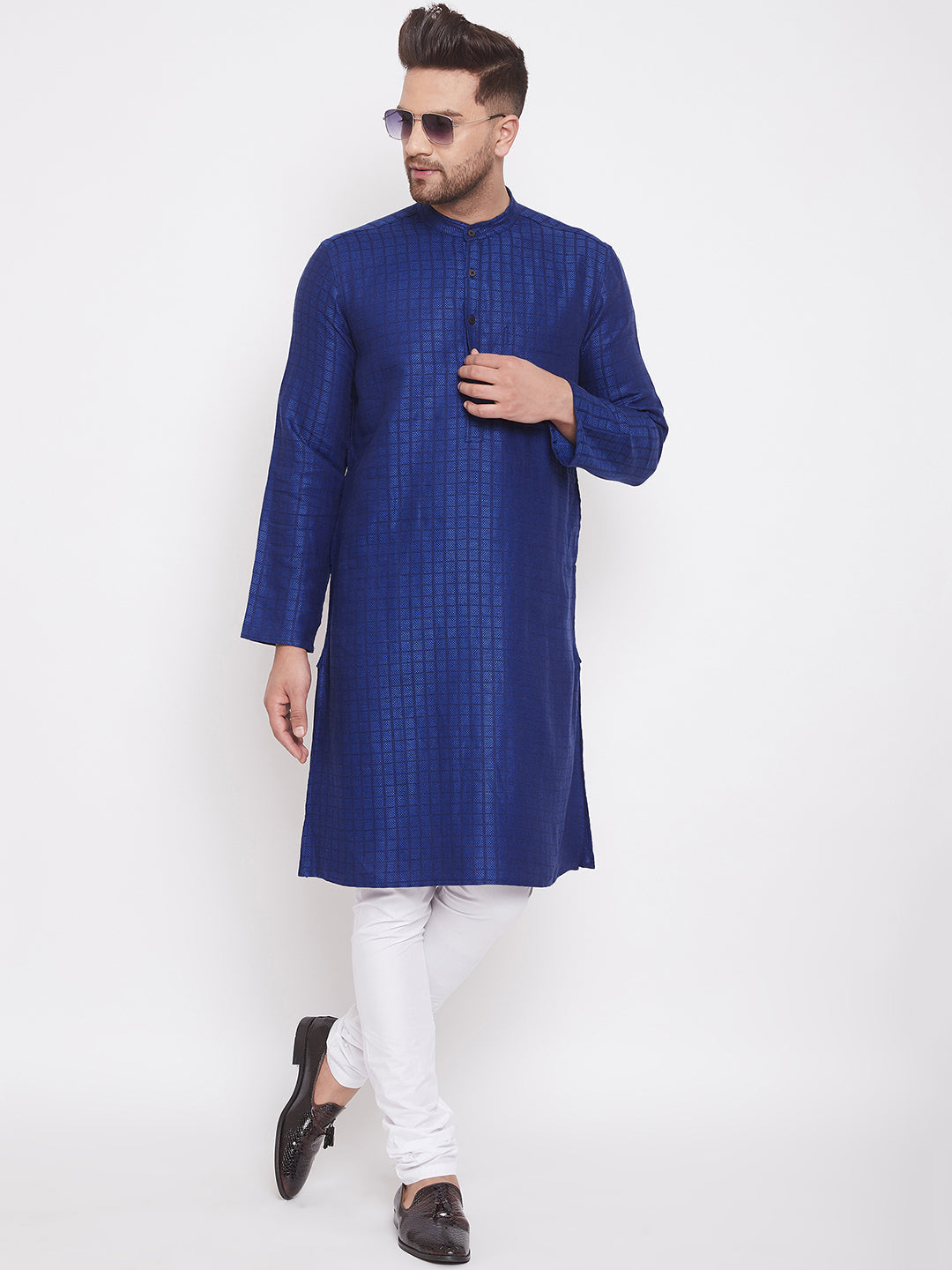 Men's Royal Blue Cotton Kurta