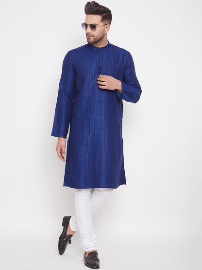 Men's Royal Blue Cotton Kurta