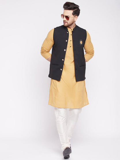 Men Black Nehru Jacket by Even App