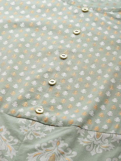 Women's Cotton Gold Printed Suit Set With Dupatta