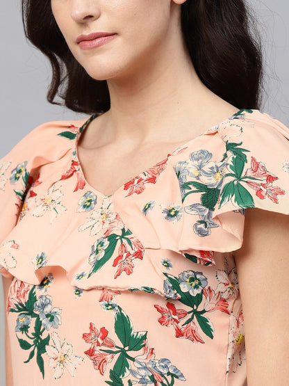 Women Peach Floral Printed by Myshka (