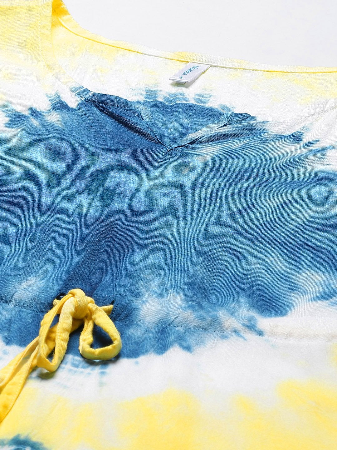 Women's Yellow & Blue Tie-Dye Kaftan Dress (1pc)