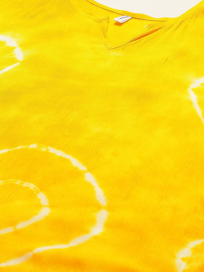 Women's Yellow Crepe Kaftan Kurta