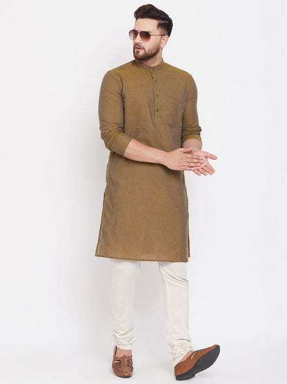 Men's Brown Cotton Kurta