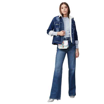 Women's Denim Jacket with Soft Warm Faux Fur Lining inside