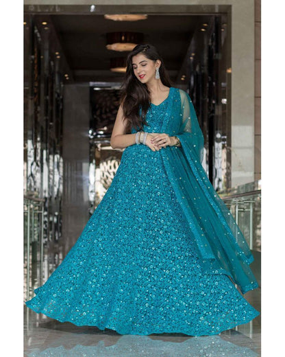 Women's Turquoise Blue Lehenga
