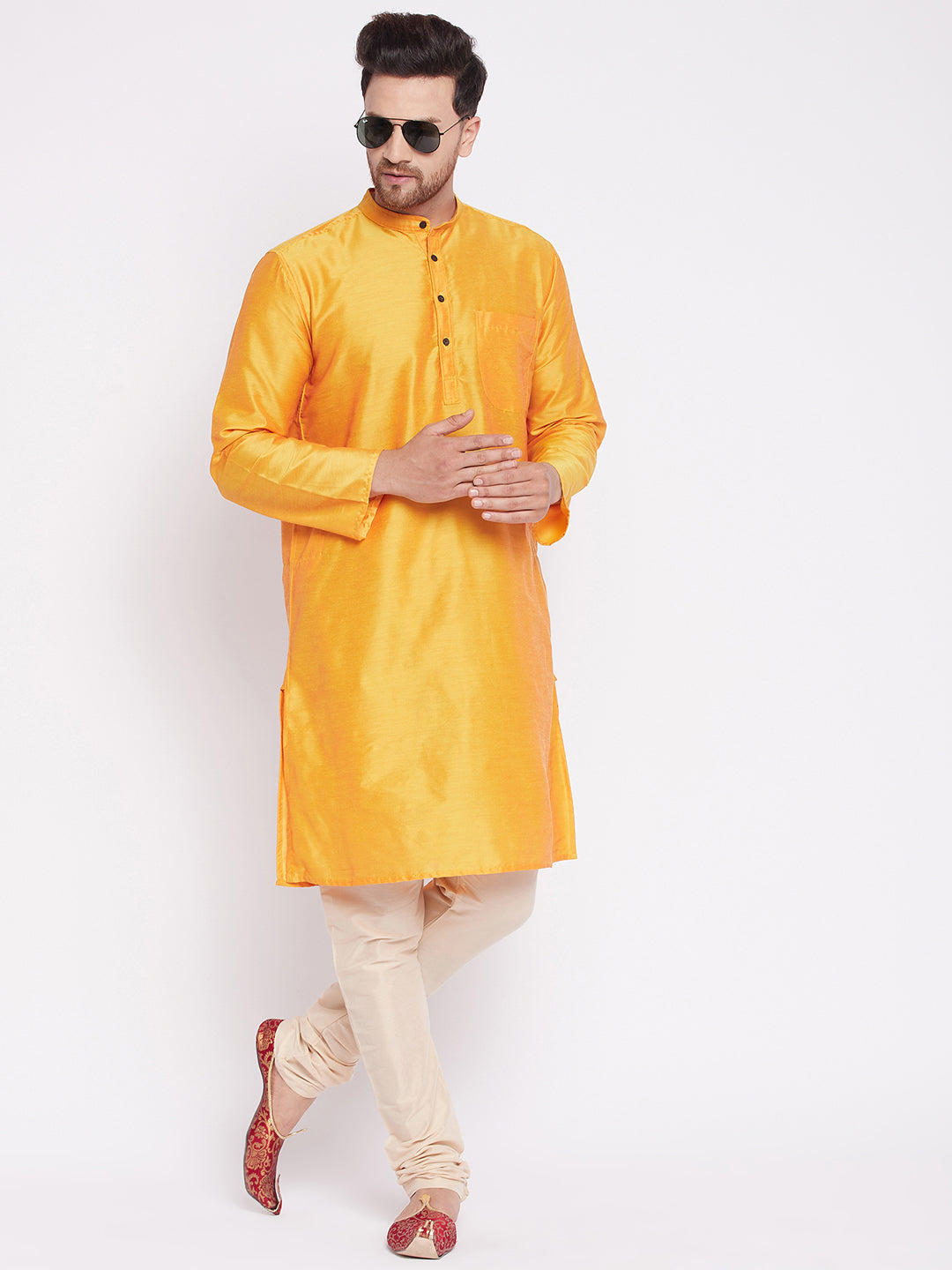 Men's Long Kurta with Band Colla