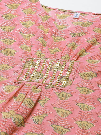 Women's Pink Printed Kaftan Dress (1pc)