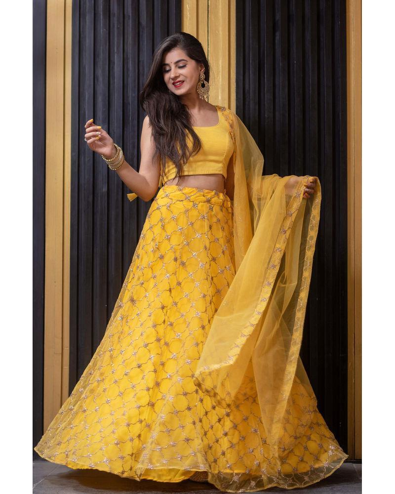 Women's Yellow Lehenga Choli (3pcs set)