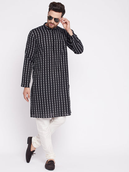 Men's Long Kurta with Band Colla