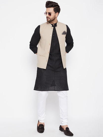 Men's Beige Woven Design Jacket