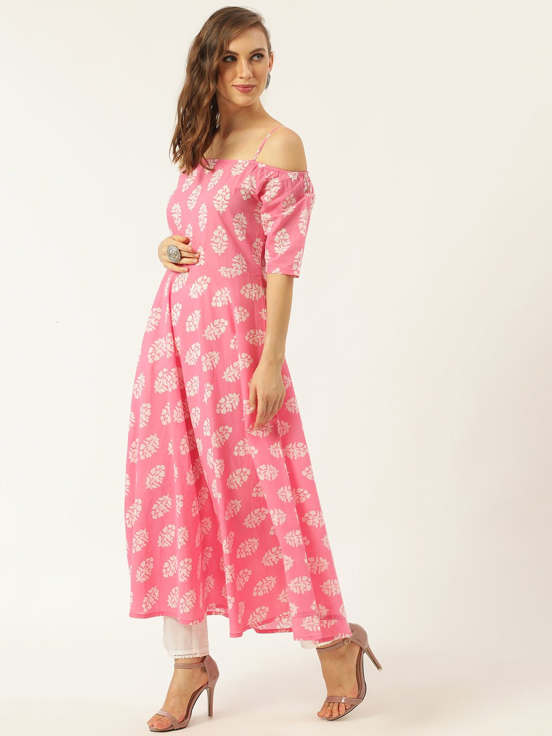 Women's Pink Printed Kurta