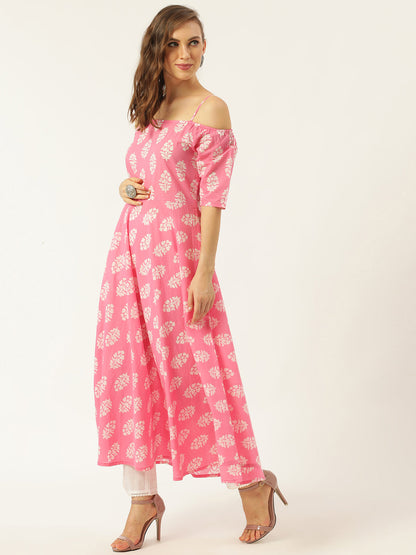 Women's Pink Printed Kurta