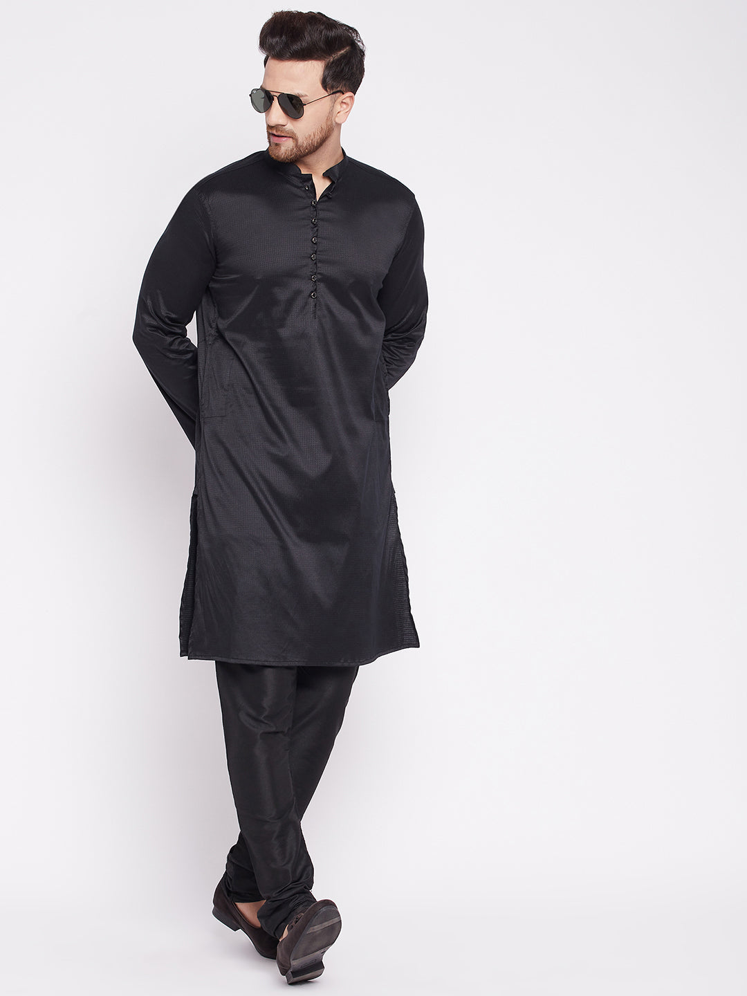 Men's Long Kurta with Band Colla