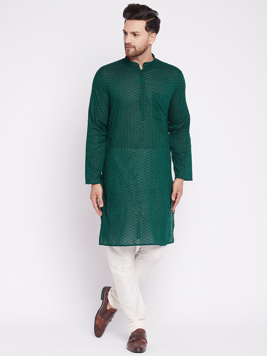 Men's Long Kurta with Band Colla