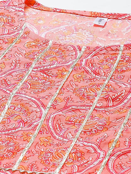 Women's Pink Printed & Embroided Kurta with Trousers & Dupatta (3pc)