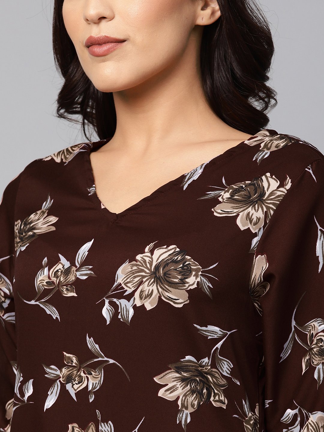 Women Maroon Printed Dress by Myshka (