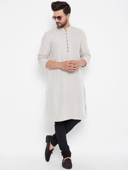Men's Cotton Beige Straight  Kurta