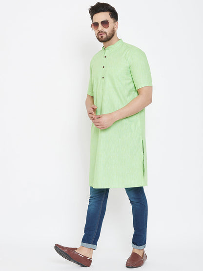 Men's Light Green Linen Kurta