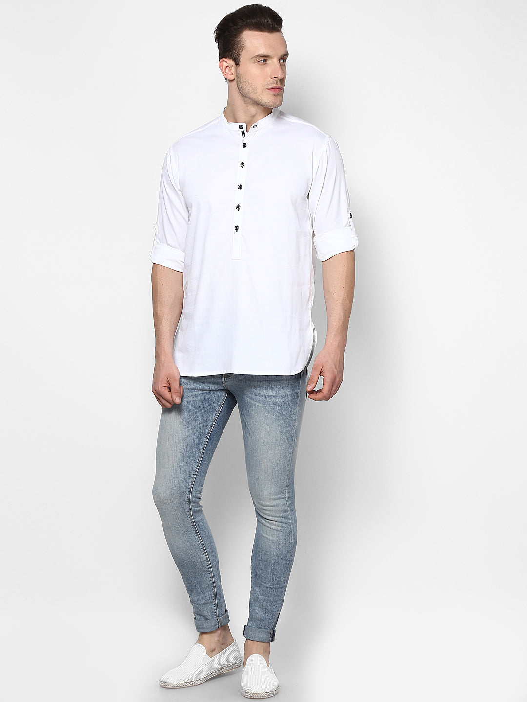 Men's White Cotton Shirt Kurta
