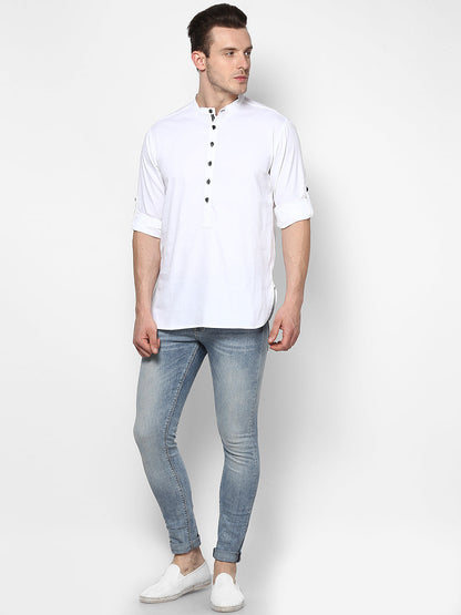 Men's White Cotton Shirt Kurta