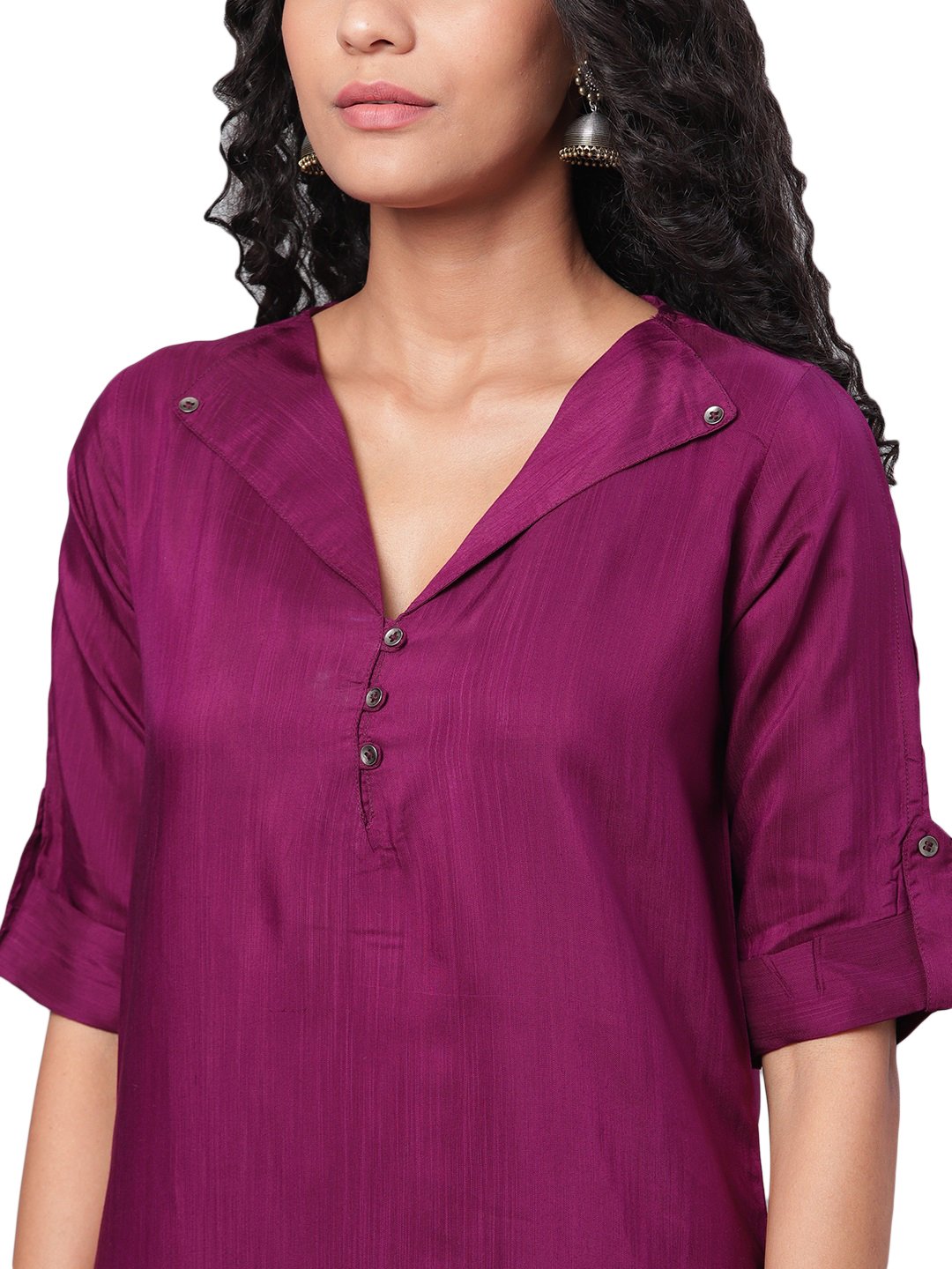 Women Purple Silk Kurta with Pant & Dupatta Set by Myshka (