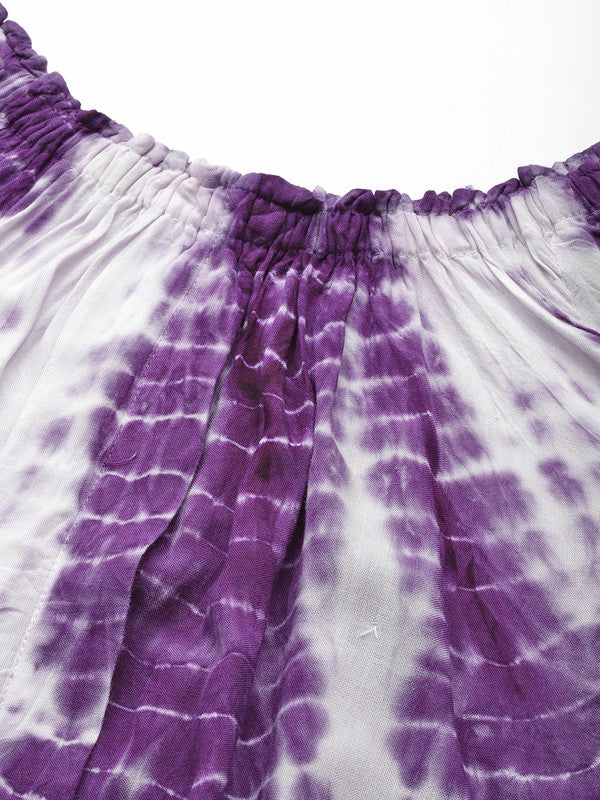 Women's Purple White Tie Dyed Co-Ords