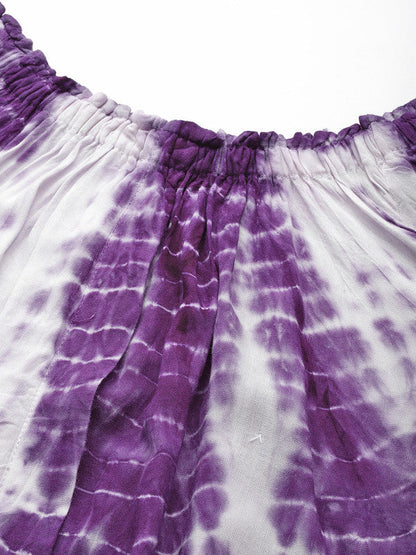Women's Purple White Tie Dyed Co-Ords