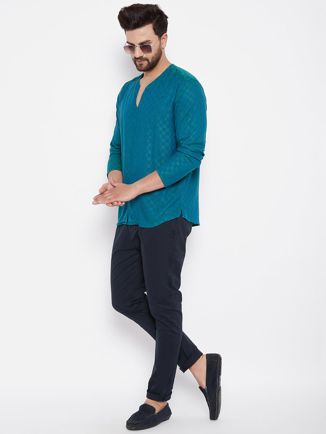 Men's Woven Design Straight  Kurta