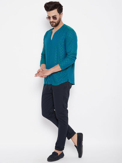 Men's Woven Design Straight  Kurta