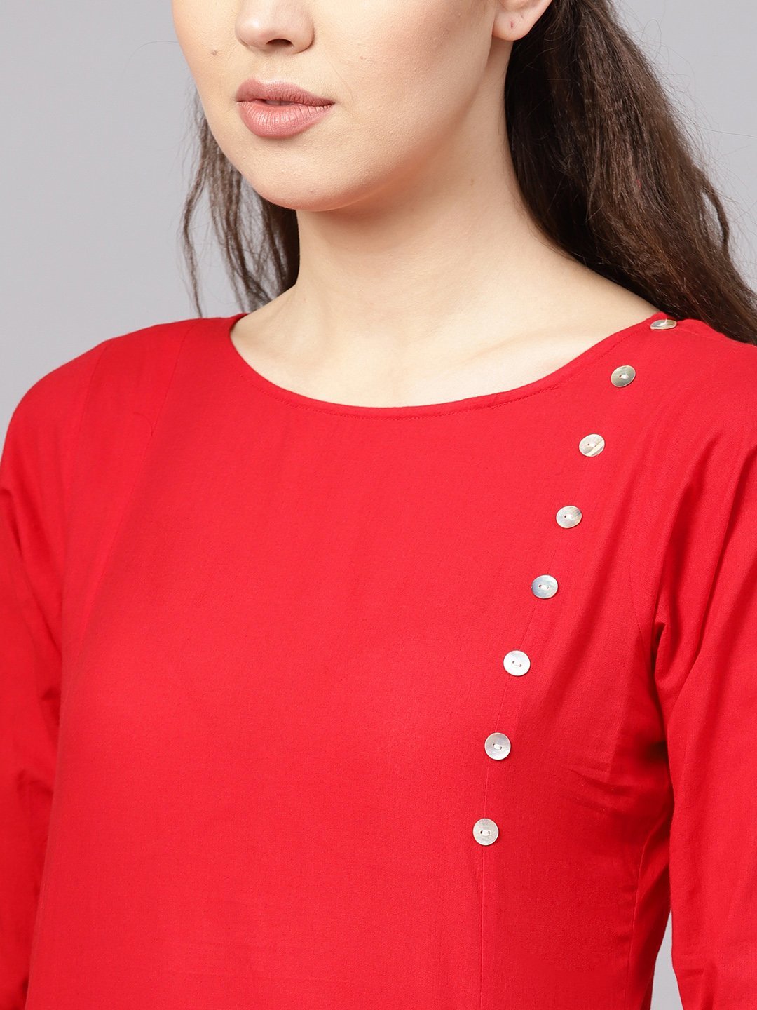 Women Orange Cotton Kurta by Myshka (